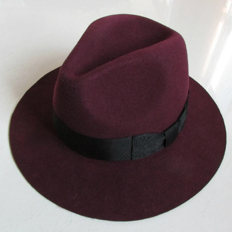 100% wool men's women's top hat fashion wide brim hat trend felt hat basin hat 7.5CM