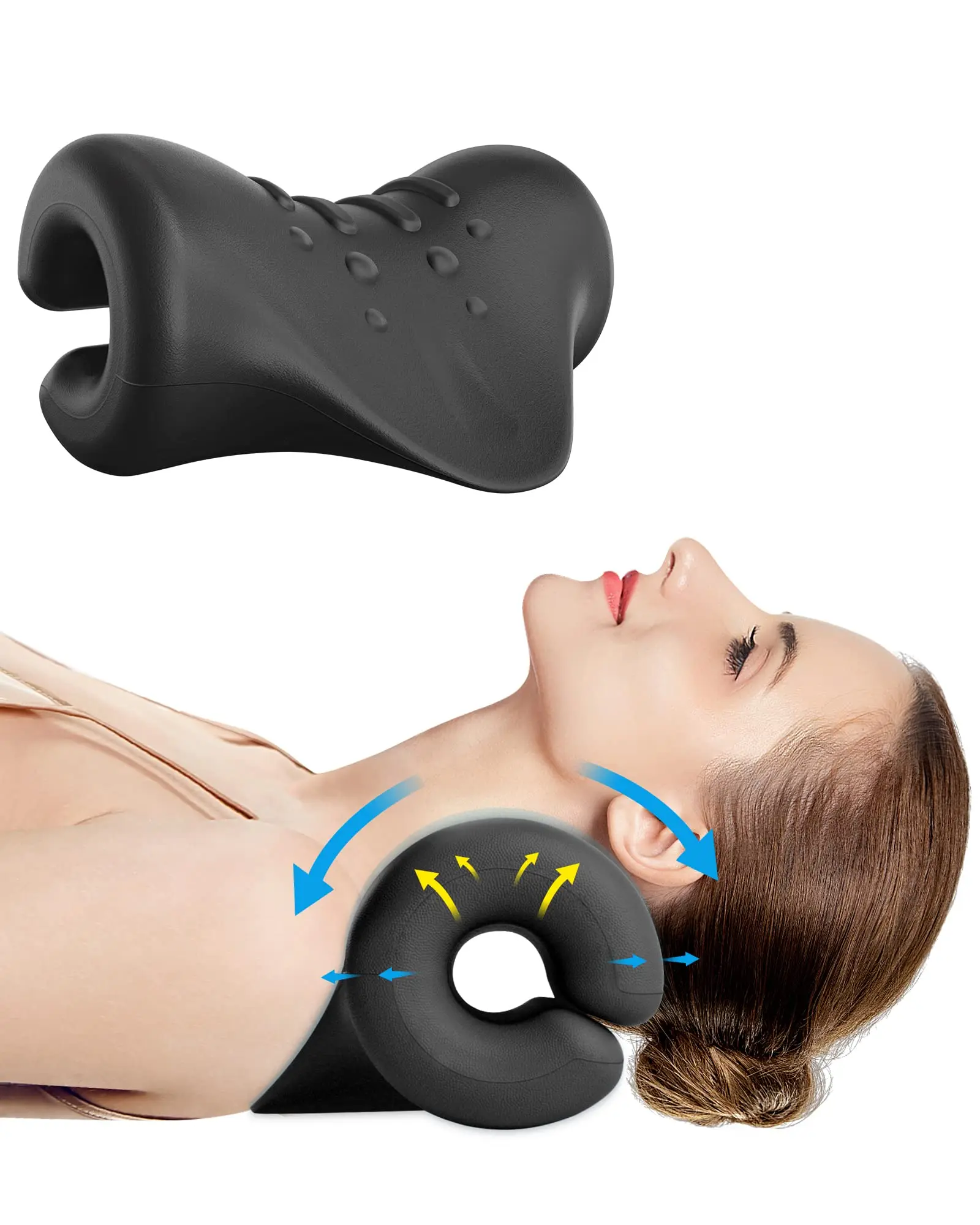 

Neck Shoulder Relaxer Neck Stretcher Cervical Spine Traction Device Relieve Fatigue Pain Chiropractic Pillow for Relief TMJ Pain