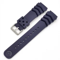 Black Sports Silicone Diving Rubber Wristband - Waterproof Replacement Strap - 22mm (Blue)