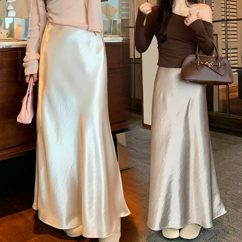 Maternity Half Skirt Satin Fish Tail Belly Support Adjustable Elegant Slimming Fashion Spring Summer