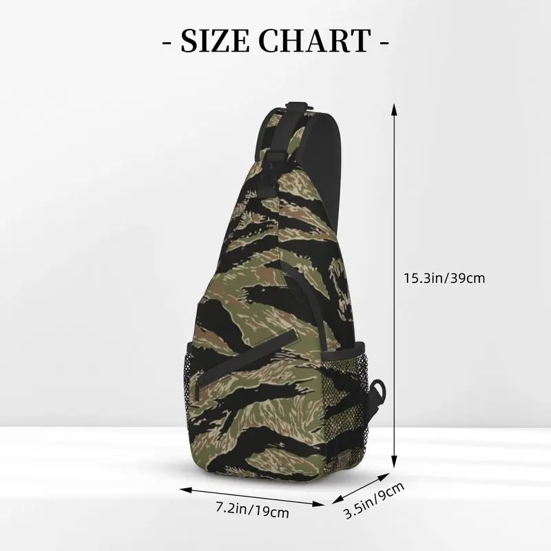 Tiger Stripe Camo Sling Chest Bag Military Tactical Camouflage Shoulder Crossbody Backpack for Men Cycling Camping Daypack