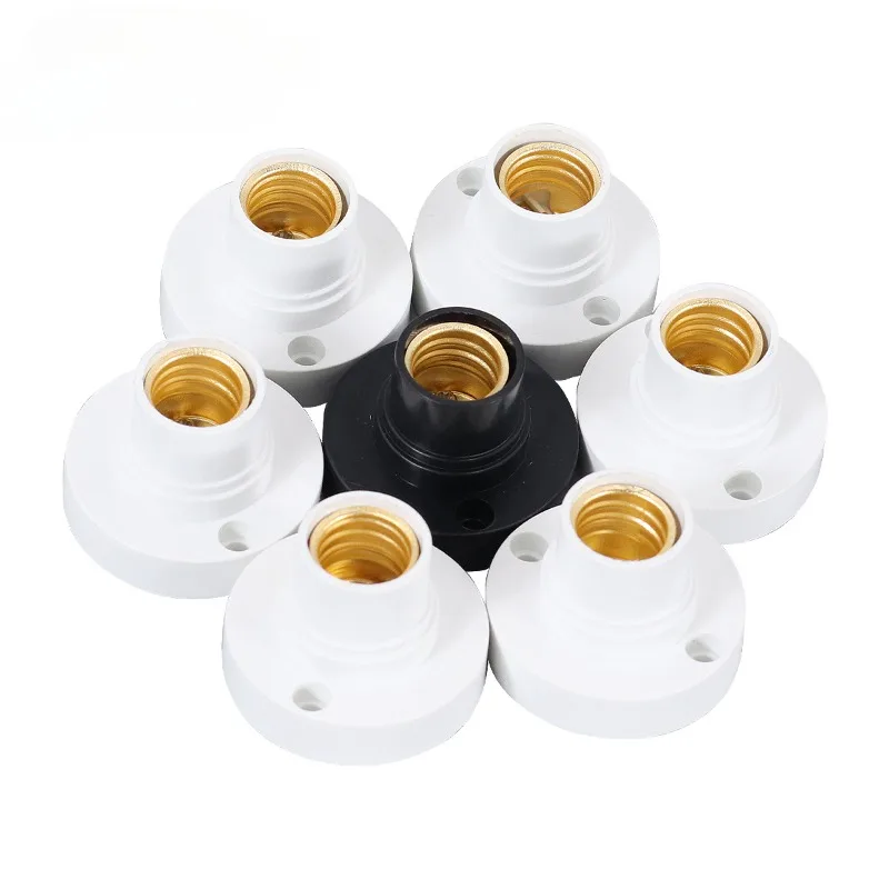 

Lamp Holder E14 Black White Conversion Flat Holder 6A 220V Lamp Switch Environmental Protection PBT Big Screw To Small Screw