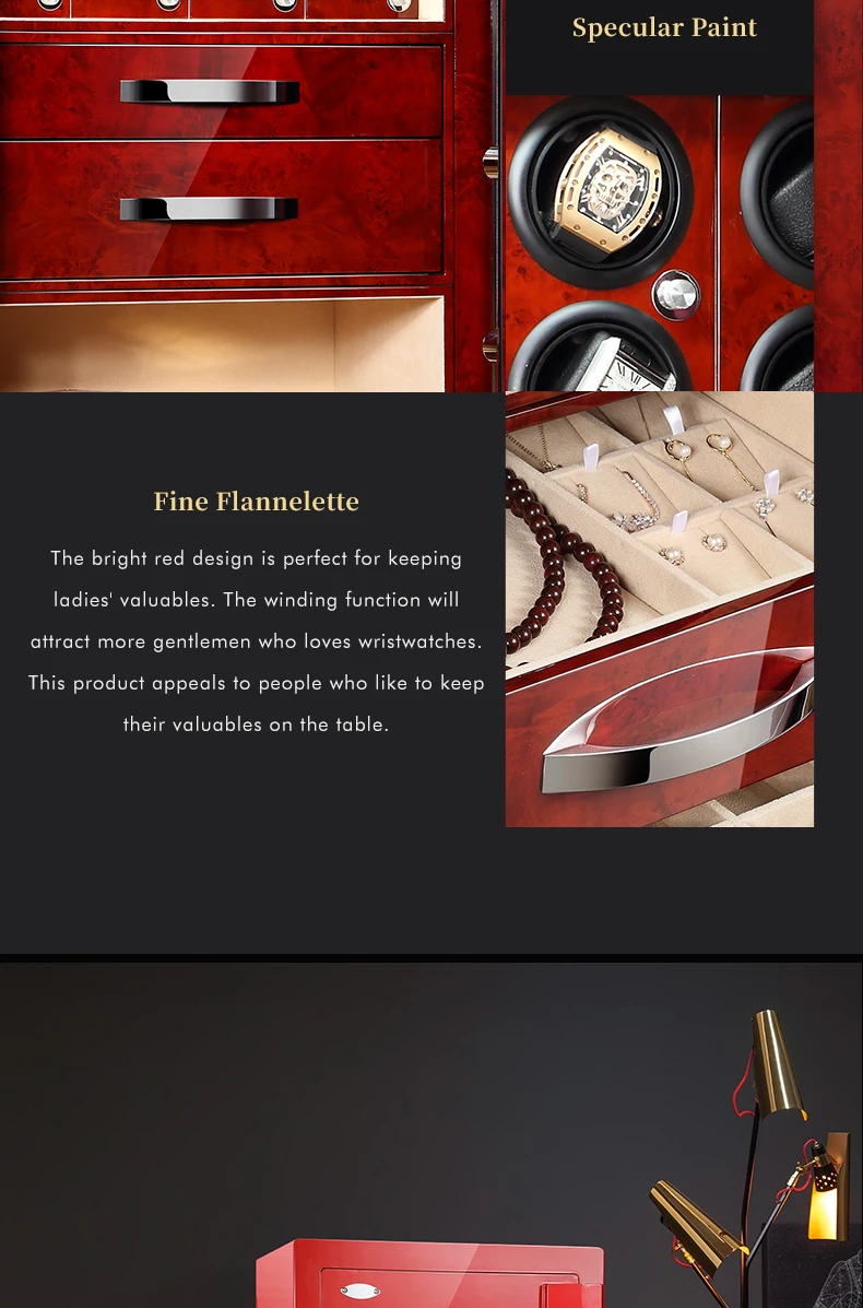 S64921eab650047709be6359a870e72fcf High quality watch winder safe box electronic fingerprint lock custom interior jewelry safe box