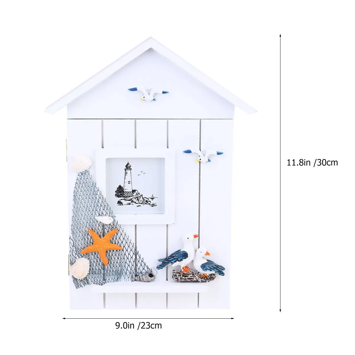 1Pcs 키 보관 홀더 나무 벽걸이형 지중해 스타일 키 박스 정리함 키 박스 나무 키 홀더
