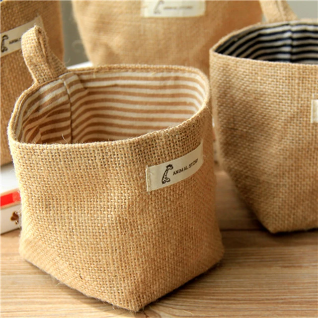 Luanqi 1Pcs 10X13Cm Pamut Ágynemű Függő Zseb Asztal Tároló Kosár Kis Zsákos Sundries Doboz Fogantyúval - Image 2