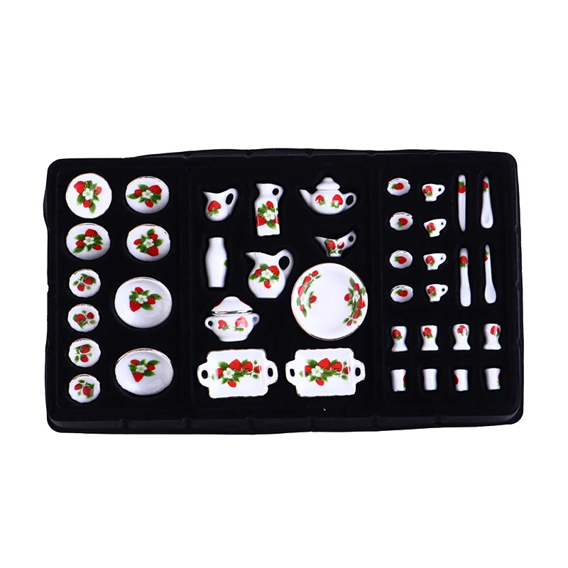 1 Set 1:12 Miniature Doll House Flower Patten Porcelain Coffee Tea Cups Ceramic Tableware Dollhouse Kitchen Accessories