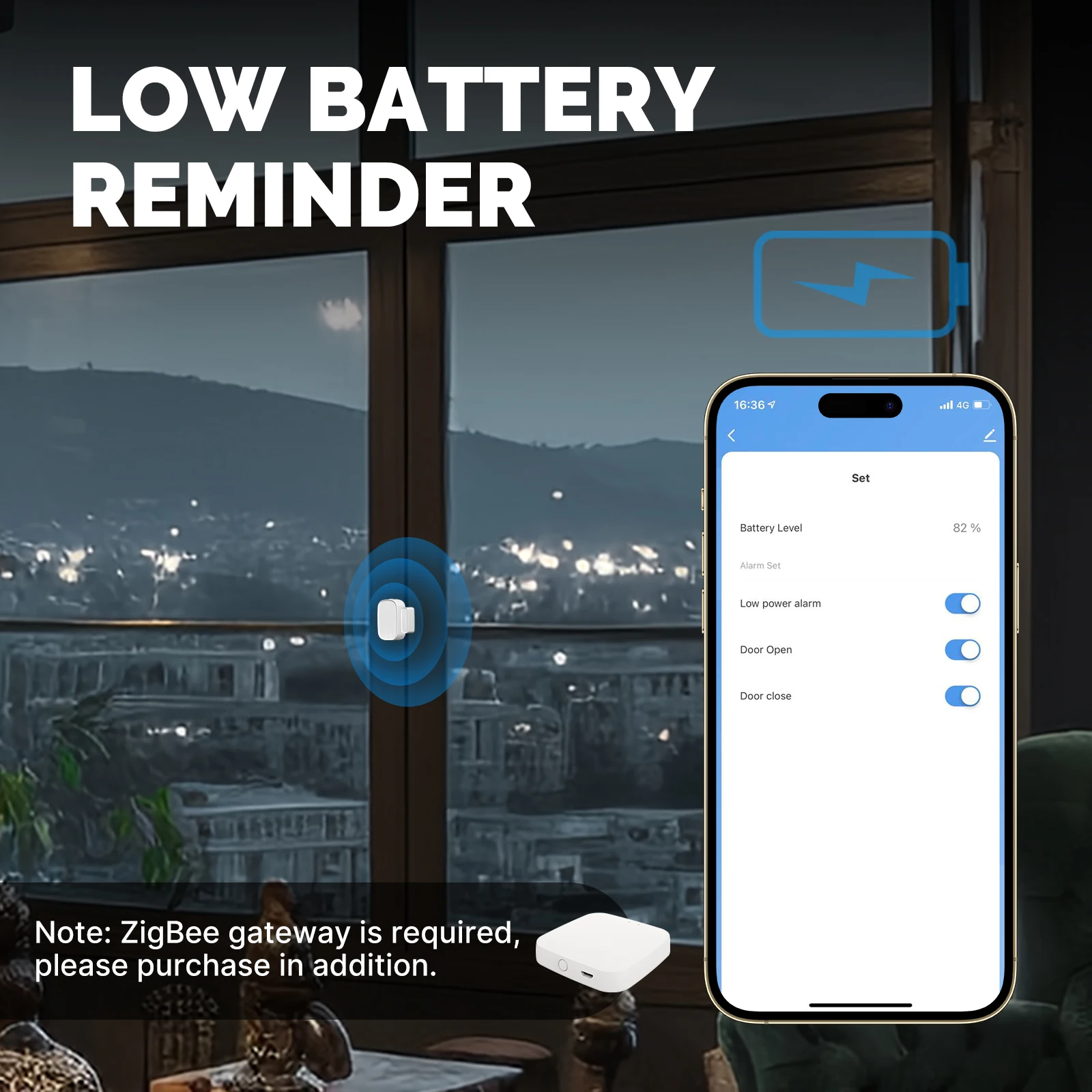 Door Window Sensor MOES-Smart Zigbee Window Door and Gate Sensor Detector Work with Tuya, Home Security Alarm System, Smart Life App Remote Control