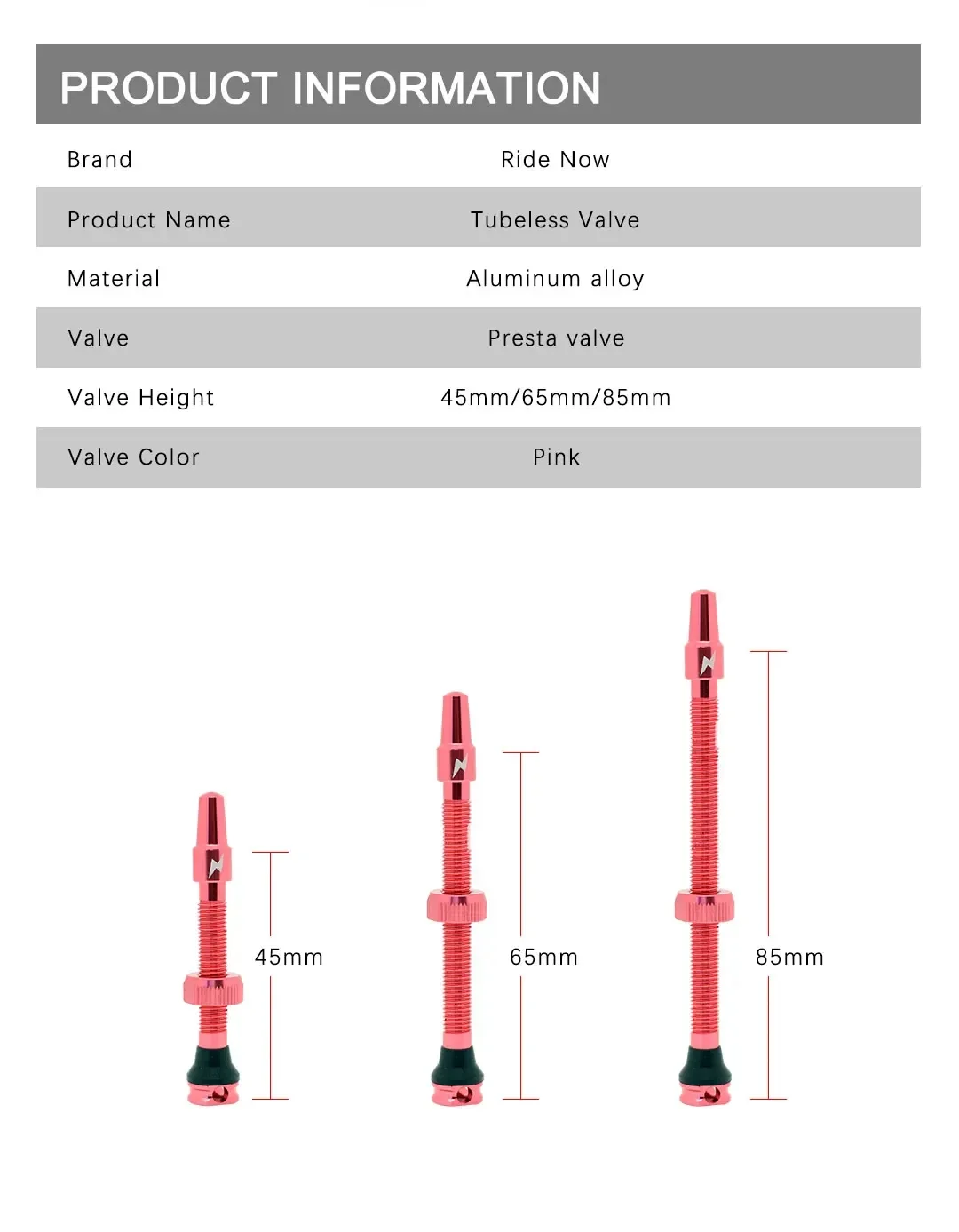 Ridenow Tubeless-Ventil, 45/65/85 mm, eloxiertes Aluminiumlegierungs-Fahrrad-Presta-Ventil, abnehmbares Kern-Luftventil für Rennrad, MTB, Kies, Fahrrad – Detail 8