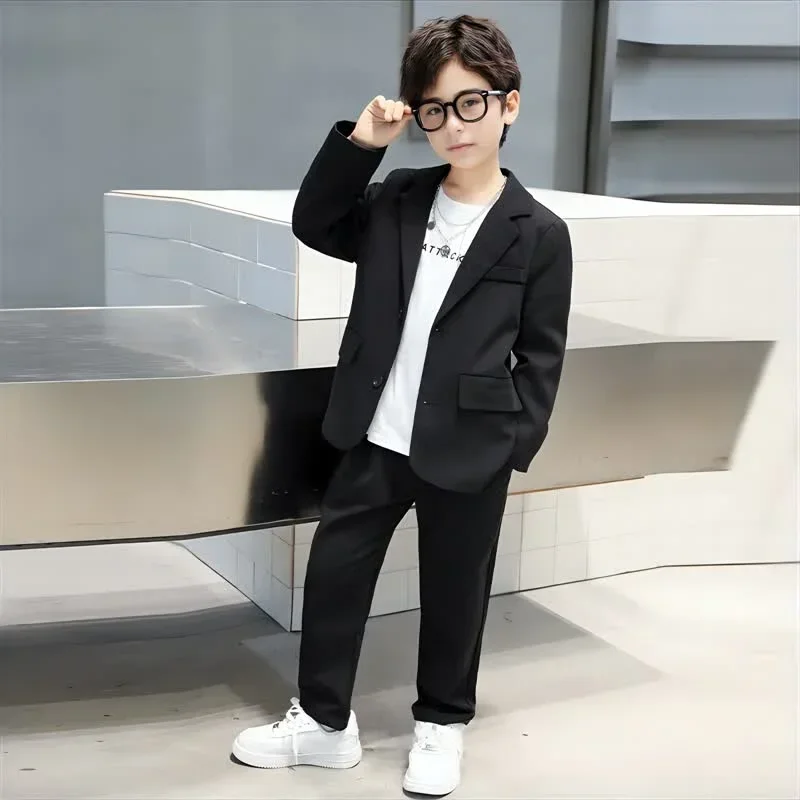 Teen Kids Formal Weddings Set Autumn School Uniform for Boys Casual Blazer Pants 2-piece 6 To 14 Y Children Performances Cosutme