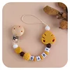 Baby Pacifier Clips Chain Silicone Leaf Beads Teether Toys Dummy Holder English Name Pacifier Chain Gift Customized Name 4