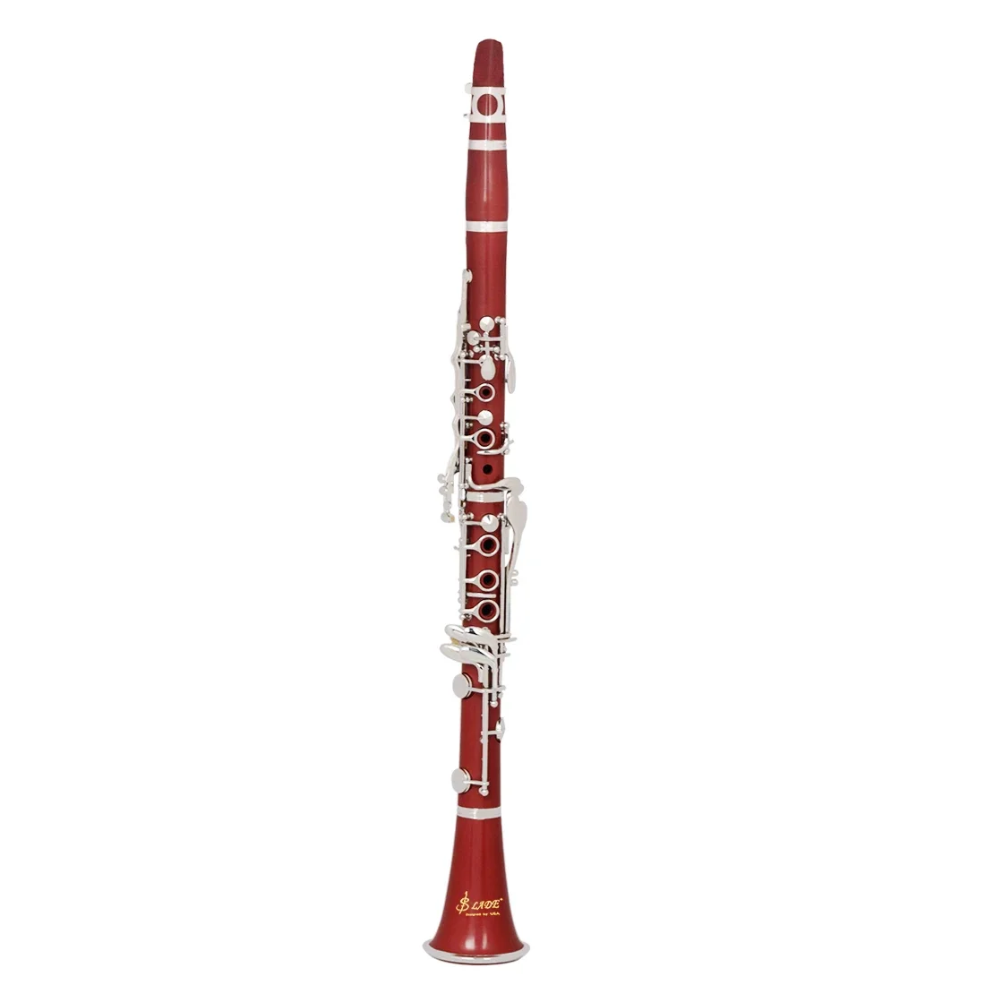 Red Clarinet 17 Key Falling Tune B Clarinet ABS Silver Plated Silver Key Musical Instruments with Mouthpiece Cleaning Cloth Part