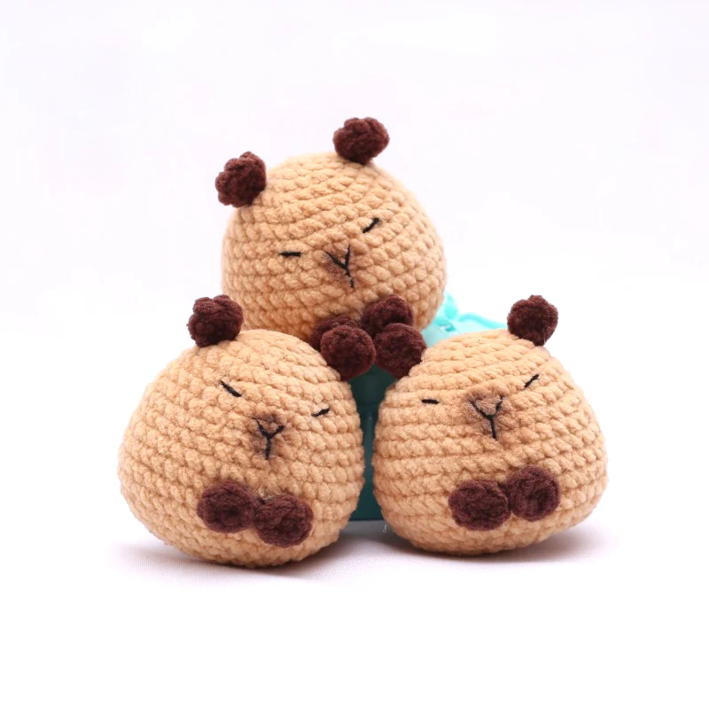 Crochet Mermaid Doll Crochet Animal Doll Handmade Knit Rabbit Capybara Small Bear DIY Cartoon Doll Key Holder