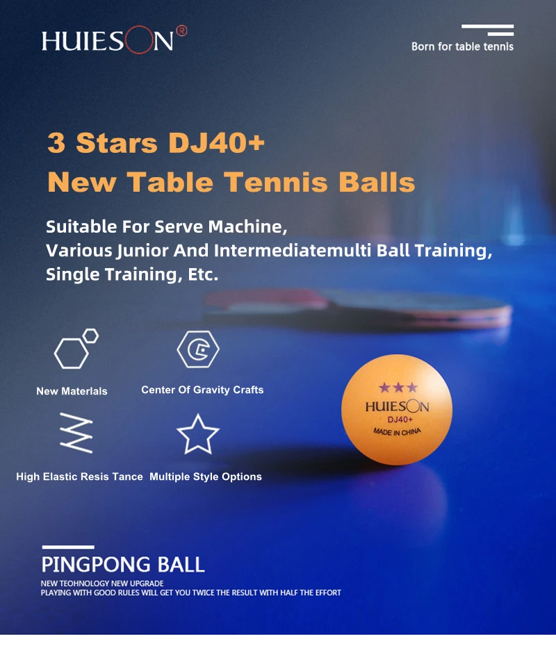 Description Picture 4 of itemHuieson Ping Pong Balls 3 Stars ABS New Material Table Tennis Balls Professional 100 30 50 10 PCS White Orange 40mm+ 2.8g DJ40+