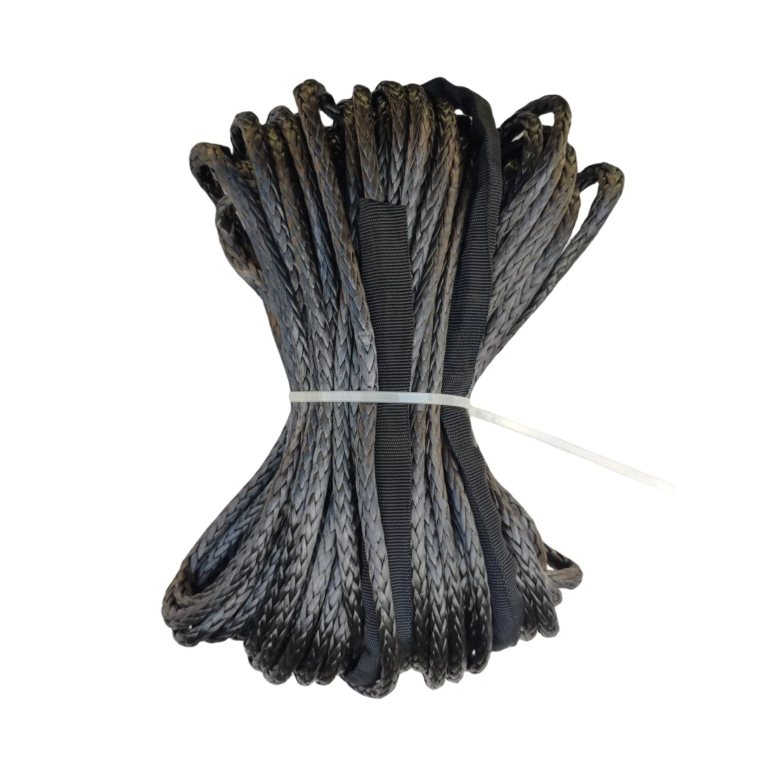 Black 6mm*30m Synthetic Rope,ATV Winch Cable for Electric Winch, Plasma Rope,UHMWPE Rope synthetic rope for winch recovery rope
