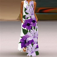 Summer Long Dress Women Sleeveless Loose V-neck Elegant Dresses Party 2024 New Ink Painting 3D Print Vintage Chinese Style Dress - Image 3