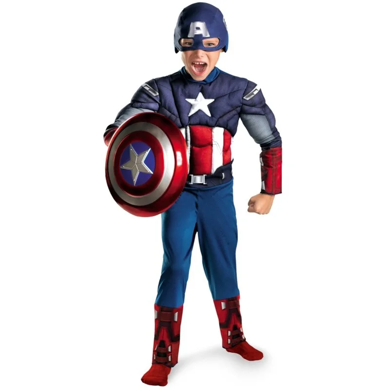 Marvel Cinematic Universe Captain America Muscle Boy Dress Up Movie Character Role Playing Costume superhero cosplay costume kids cosplay costume
