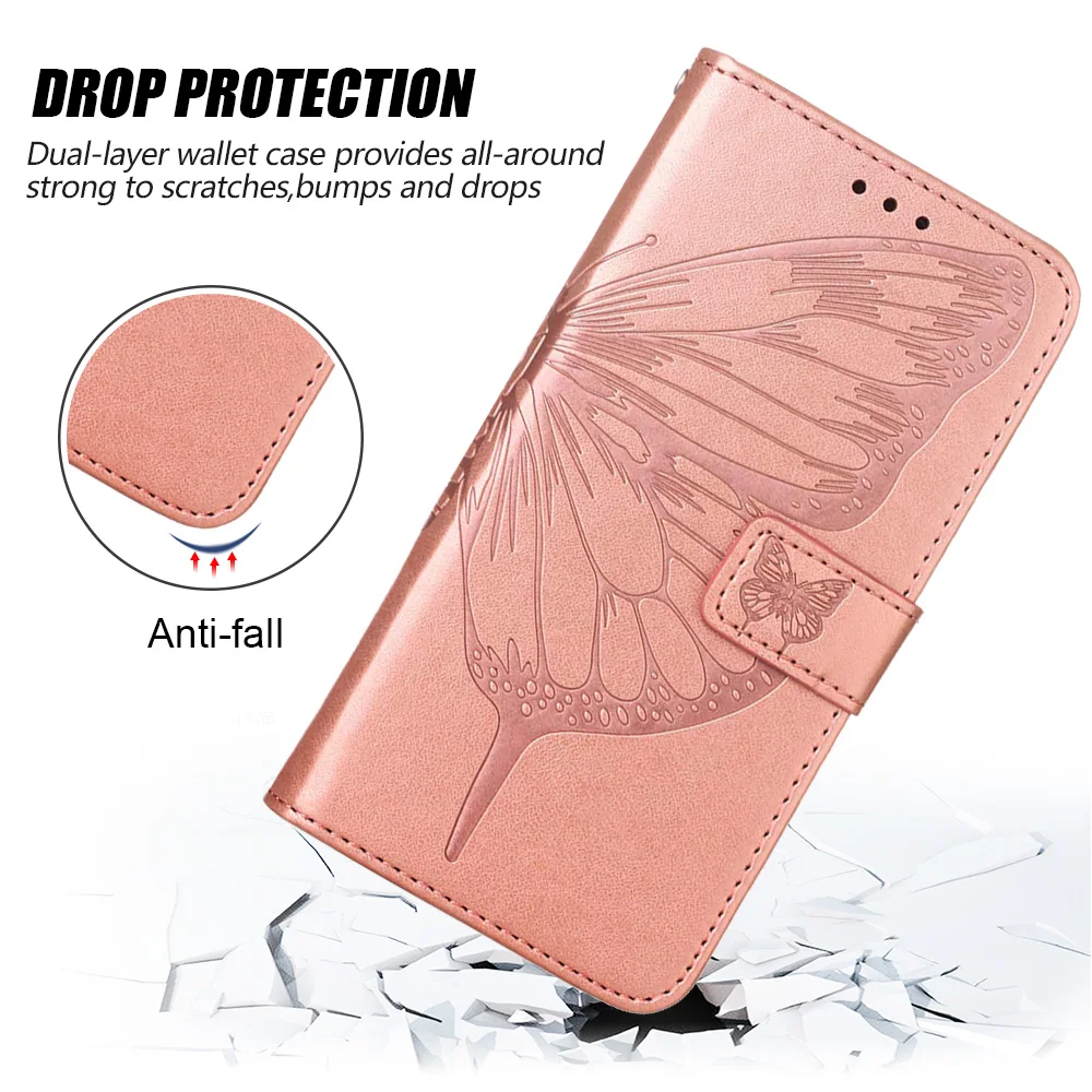Butterfly Flower Magnetic Leather Wallet Flip Cover Phone Case