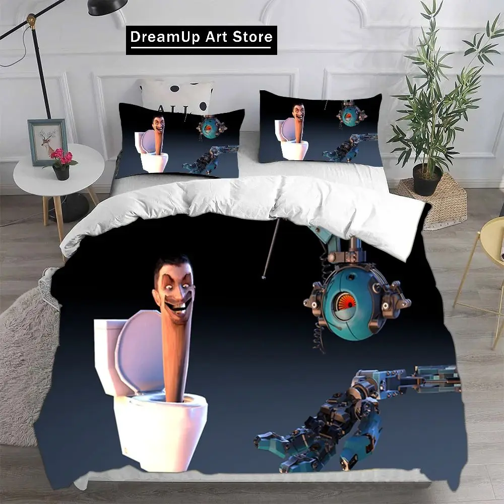 3D Print Fashion Game Skibidi Toilet Arale Bedding Set Boys Girls Twin Queen Full Size Duvet Cover Pillowcase Bed Adult Bedroom 3