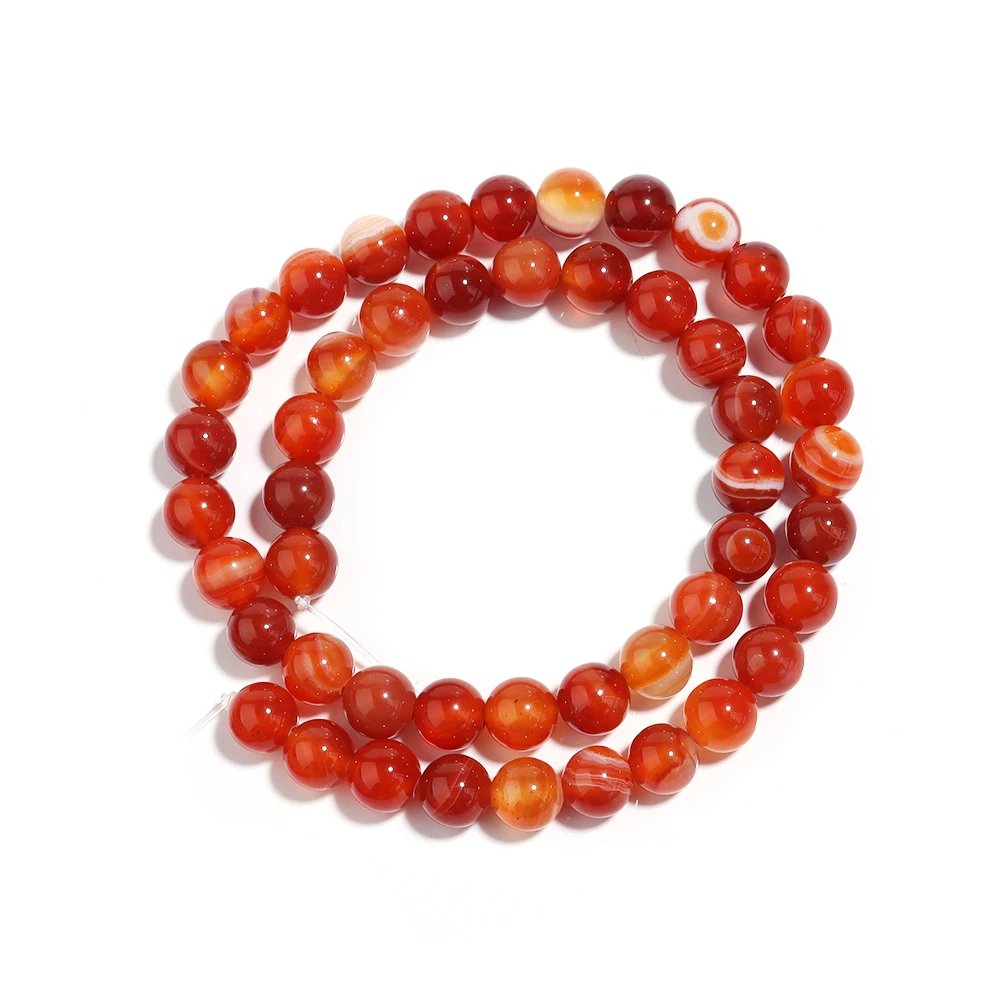 4 6 8 10 12 mm natürliche rot gestreifte Achatperlen runde lose Steinperlen für Schmuckherstellung DIY Handwerk Armbänder Halskette Zubehör – Detail 14
