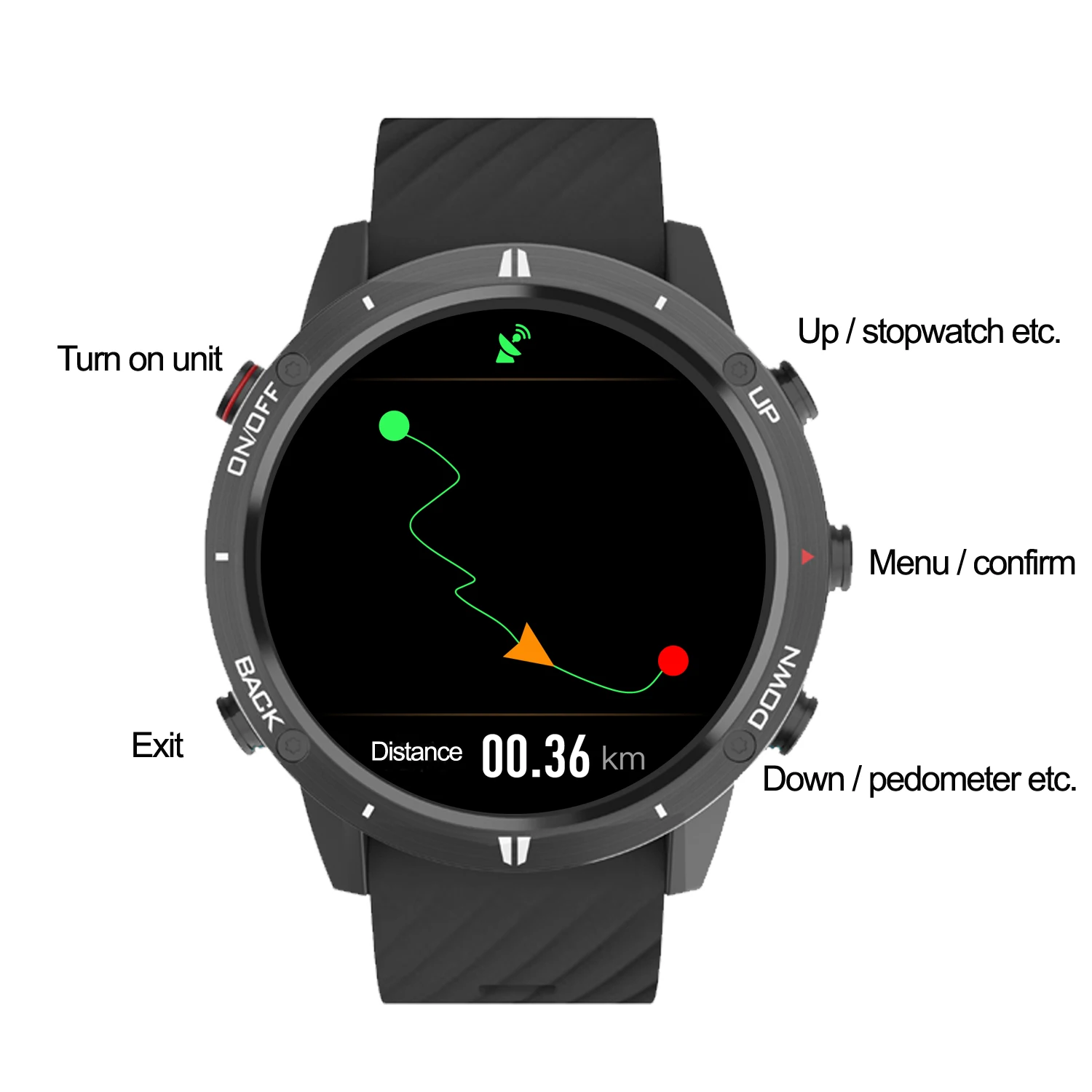SUNROAD G5B GPS+GLONASS+BEIDOU+Triathlon Sport Watch 1.28 "IPS TFT Color Touch Screen 320MAH Battery BLE 5.0 For Android IOS 2