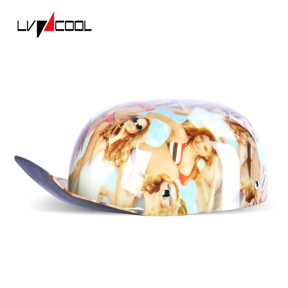 

LVCOOL 2023 Baseball Cap Helmet Motorcycle Helmets Summer Open Face Scooter for Cruiser Chopper Gangster Men Women F Type-L