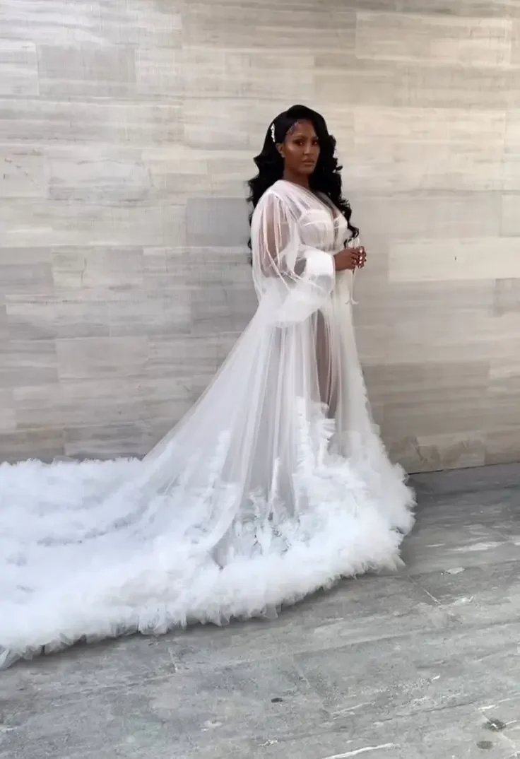 White Maternity Party Dress White Bridal Dress Ruffles Puffy Tulle Maternity  Dresses For