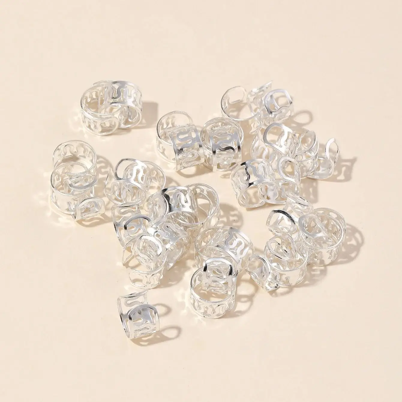 Hair Accessory Hollow Out Hair Ring Dreadlocks Beads Hair Braid Rings Clips 40pcs