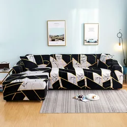 Luxurious Stretch Printed Sofa Slipcover for Living Room - Elastic Corner Couch Cover (Color 09)