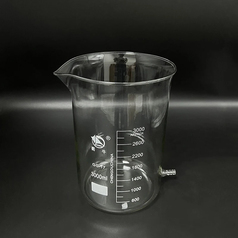 

Beaker in low form with Lower tube,Capacity 3000ml,Beaker with tubules,Outer diameter=160mm,Height=245mm,Laboratory beaker