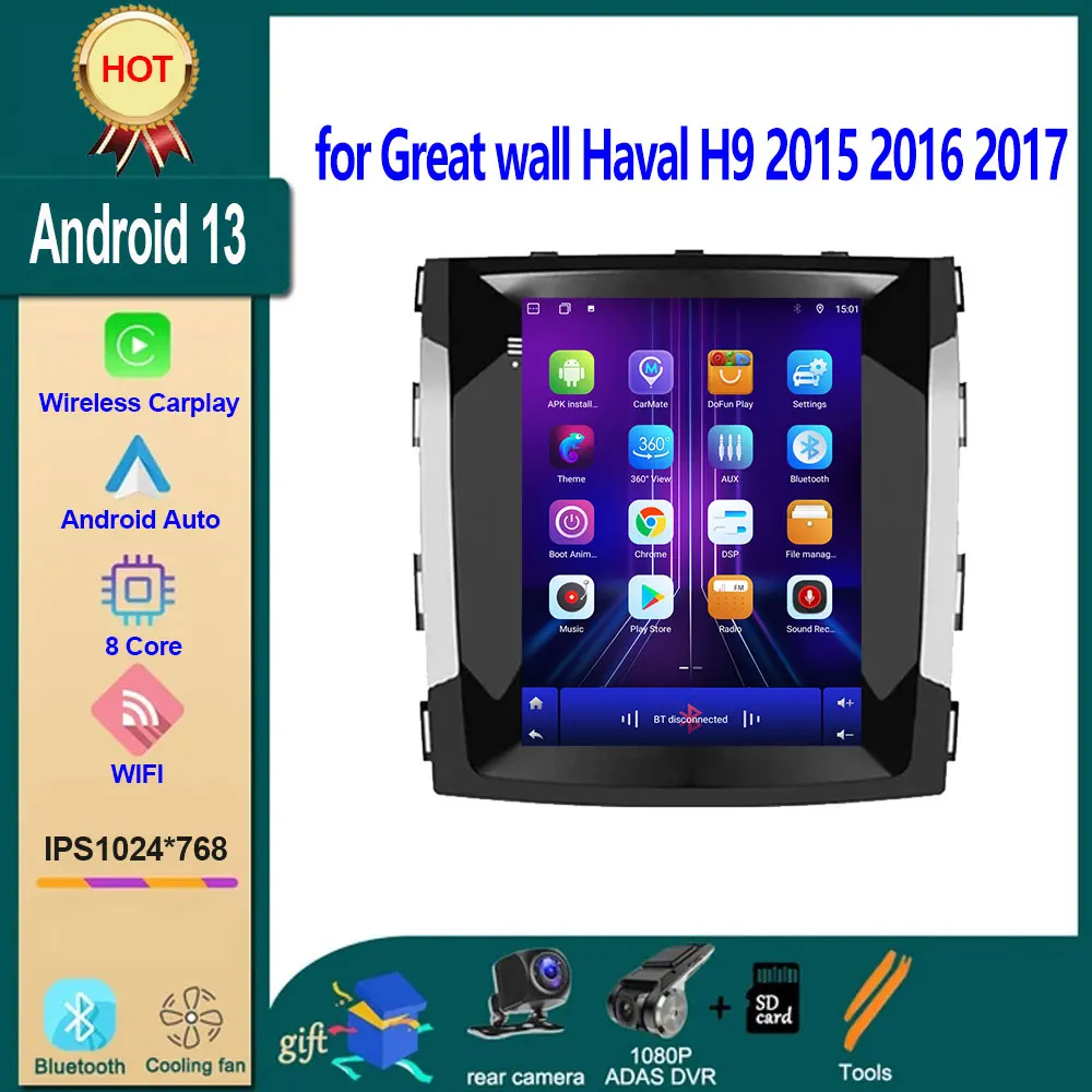 

Android 13 for Great wall Haval H9 2015 2016 2017 9.7"Screen Car Radio Stereo Autoradio Carplay Multimedia Navigation GPS WIFI