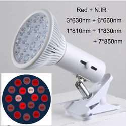 Red Light Therapy LED Lamp - Anti-Aging & Near Infrared Healing Light Bulb (W18RL-5S-EU Stand)