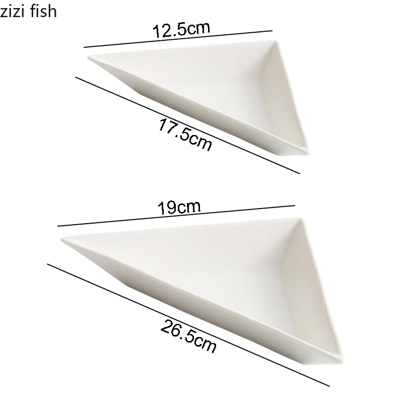 Pure White Triangular Ceramic Dinner Plate Dessert Snack Plate Sushi Restaurant Molecular Cuisine Specialty Tableware