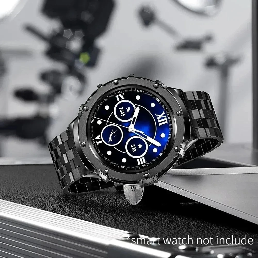 Sleek Stainless Steel Watch Band and Protective Case Bracelet Accessories