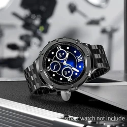 Sleek Stainless Steel Watch Band and Protective Case Bracelet Accessories - Galaxy 5 Pro 45mm (Black - steel Strap)