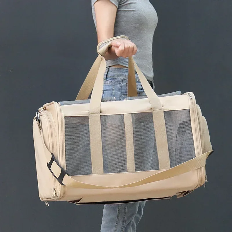 Pets Carrier Bag Lightweight and Breathable Pet Shoulder Bag Large Capacity Cat Multi Pet Suitcase Foldable Cat Backpack