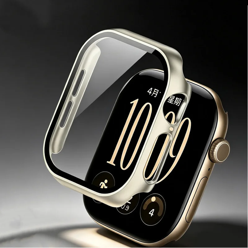 Premium Full Cover PC Watch Case with Tempered Glass Screen Protector - Anti-Scratch Shell