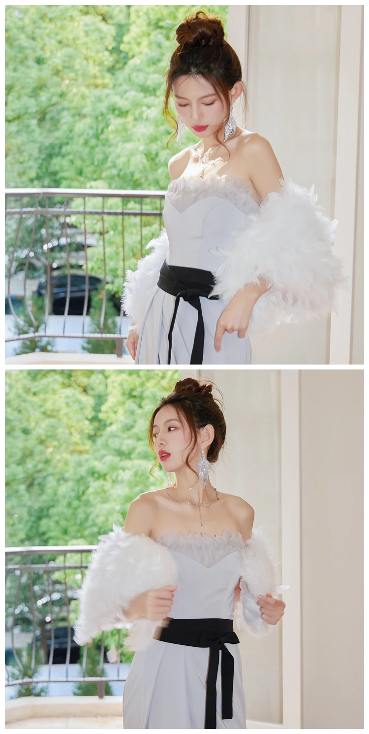 Echter Straußenfeder-Schal für Hochzeit, Party, Braut, Damen, Winter, flauschige Wraps, Fellfeder, Achselzucken, Umhänge – Detail 18