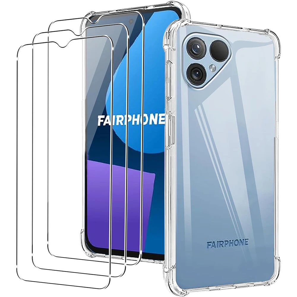 4-In-1 Glass + Cover In Silicone Per Fairphone 5 Case Proteggi Schermo In Vetro Temperato Per Fairphone 5