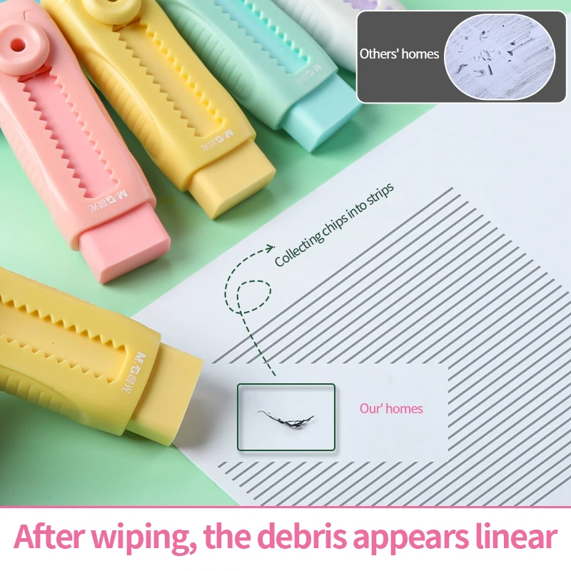 Pencil Eraser Push-pull Rubber with 4 Refills Erasers Cute Pencil Eraser Student Kawaii Rubber School Stationery Office