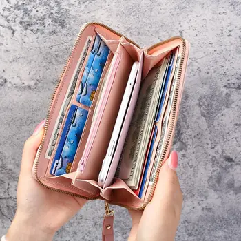 Fashion Zipper Wallets Womens Long Purses Handbags Coin Purse Cards Holder PU Leather Billfold Wallet 5