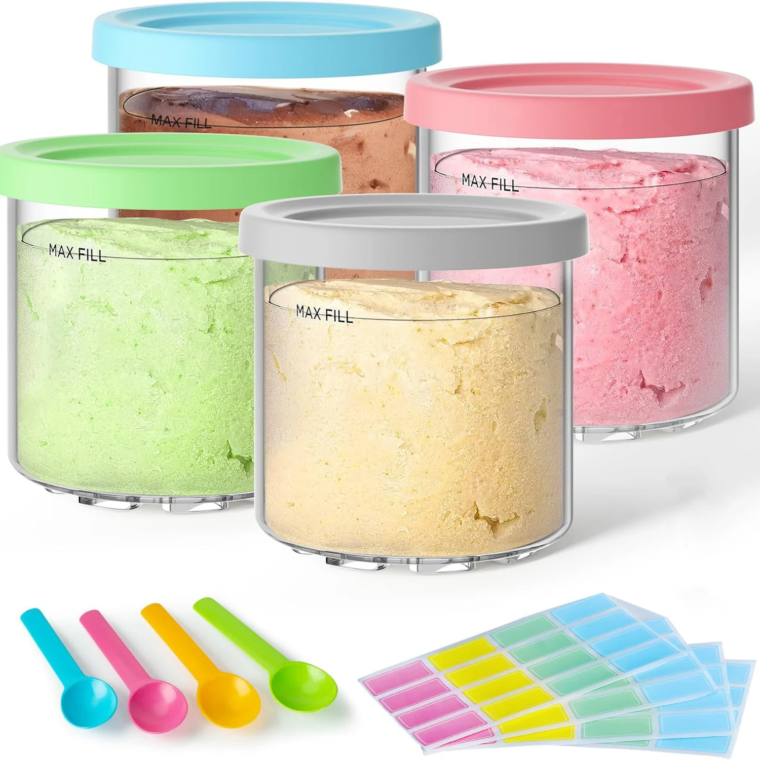 קופסאות ומכסי פינט קרם עבור נינג'ה תואמות למכונת יצירת קרמי סדרת נינג'ה NC299 NC300 NC301 אביזרים