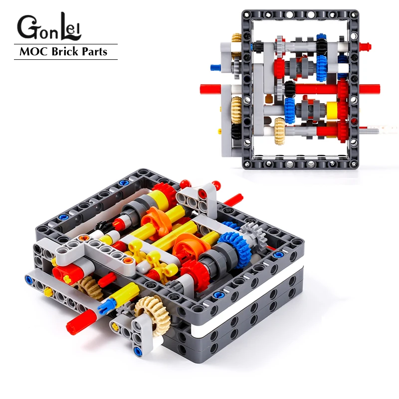 Moc Building Block Gearbox Gears Construction Set Assemble Bricks