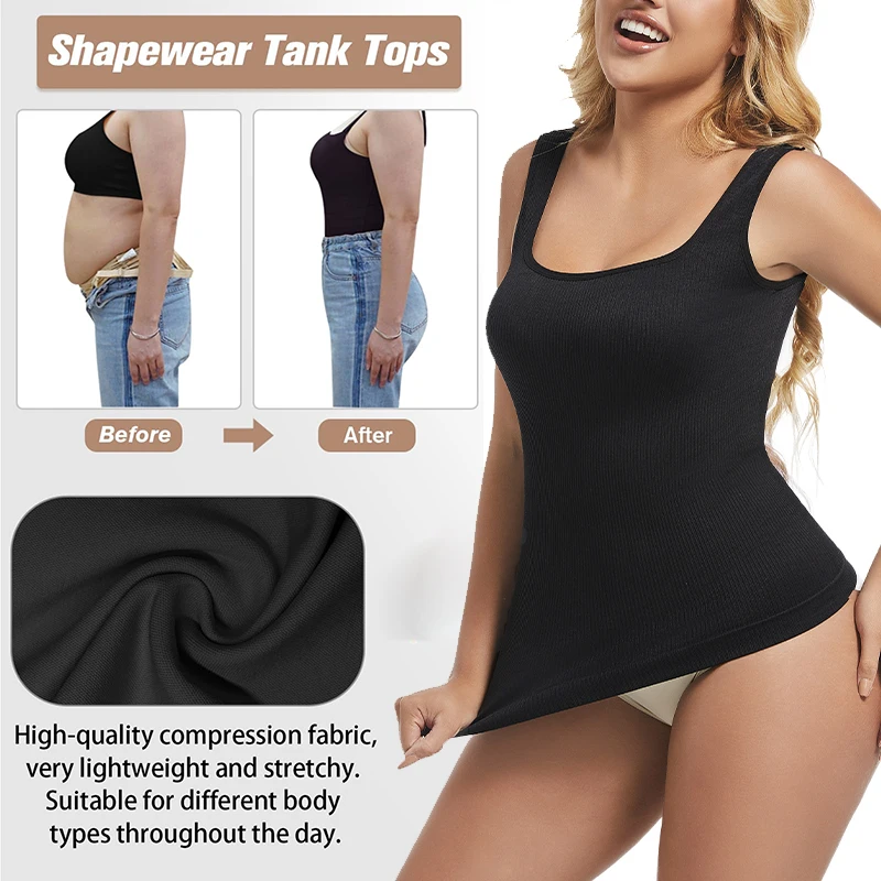 Gilet Donna Body Shaper Shapewear Top Canotta senza cuciture a compressione, controllo della pancia, body shaper, allenatore della vita, intimo