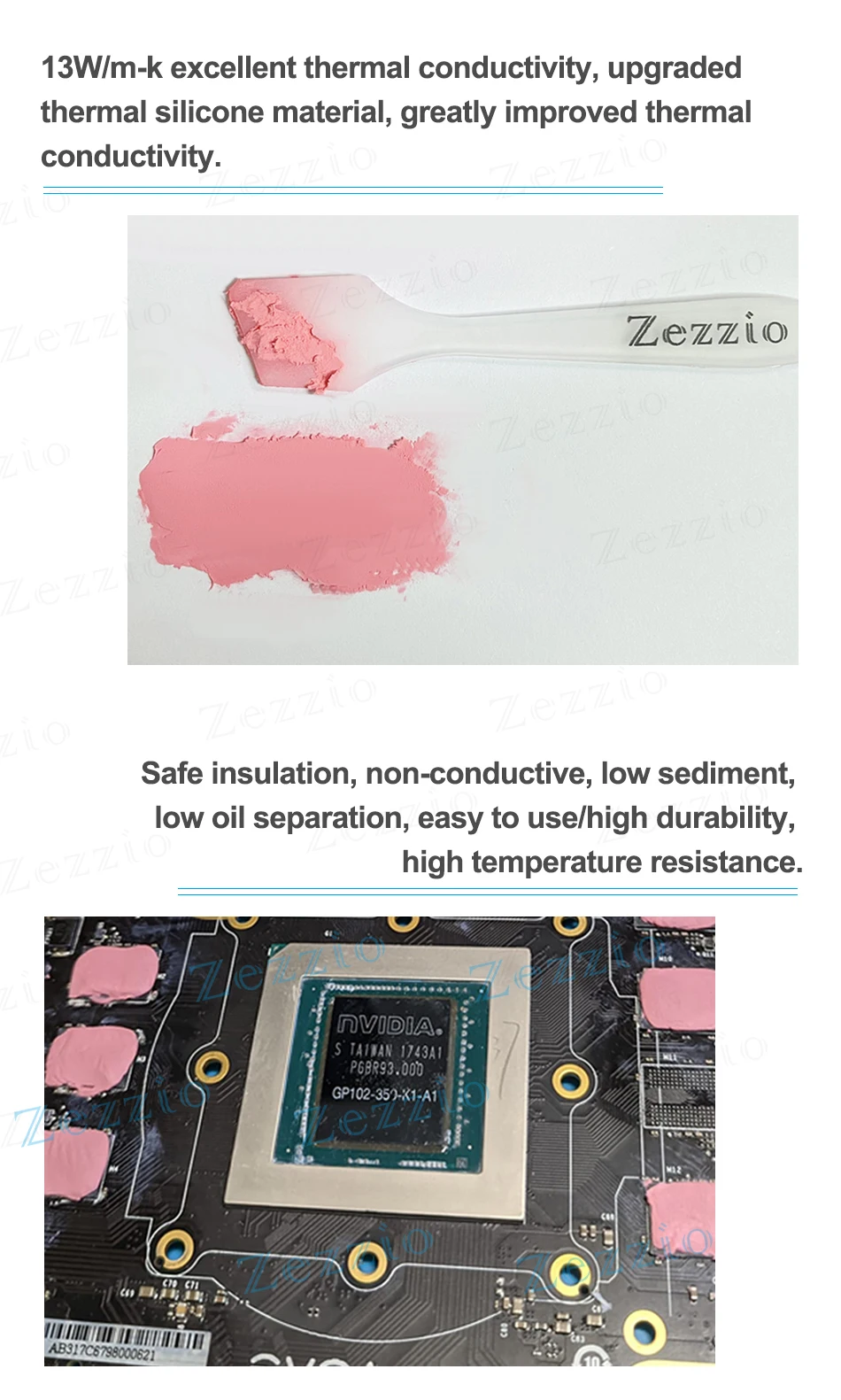 calor de zezzio que obstrui massa para elevado desempenho refrigerando rápido da massa térmica do processador de vga gpu ic