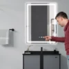 LED Bathroom Mirror Anti-Fog Bathroom Mirror, Wall Mounted Lighted Vanity Mirrors for Wall with 3 Colors Dimmable, Touch Switch 1