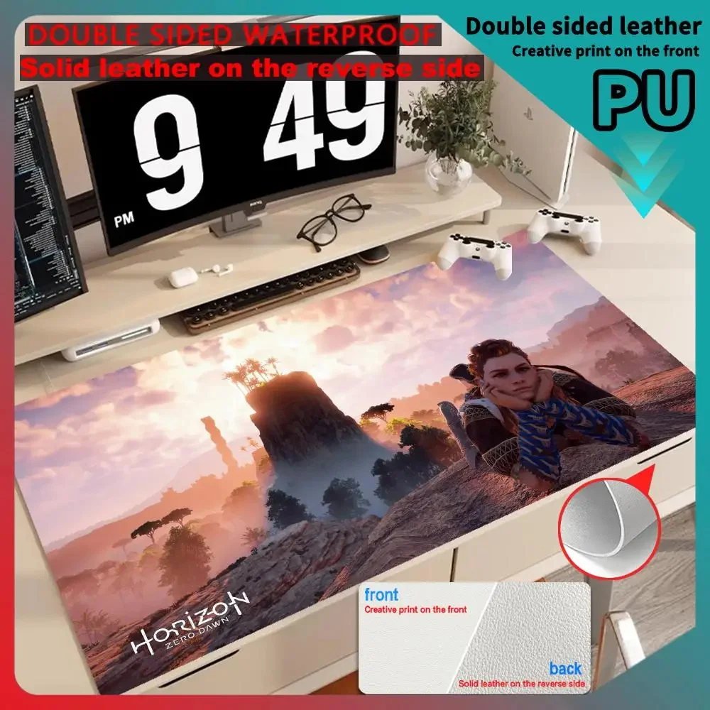 

H-Horizon Zero Dawns Double Sided Leather Gaming Mouse Pad PU Mouse Mat Large Mousepad XXL Desk Mat Computer Keyboard Mat Carpet