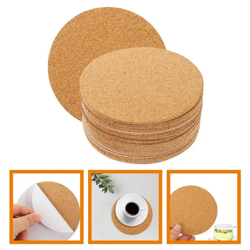 

24Pcs Cork Non-slip Cork Coaster Cork Sheets Cup Mat Cork Coasters Teacup Mat Reusable Cup Mat for Table Decor DIY Tableware
