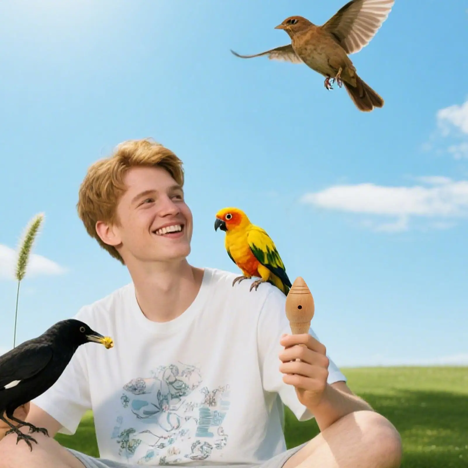 Premium Wooden Bird Call Whistle - Realistic Sound Simulator for Hunting, Bird Watching & Nature Training