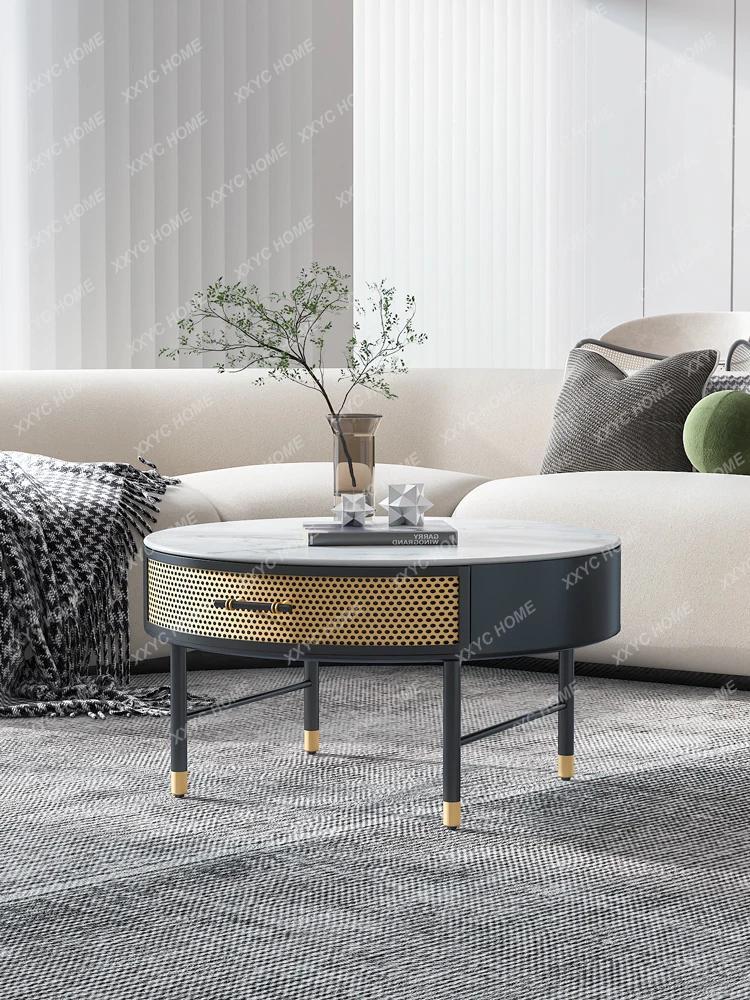 

Каменная тарелка, кофейный столик, роскошный современный минималистичный круглый мраморный чайный столик в нордическом стиле для гостиной и дома