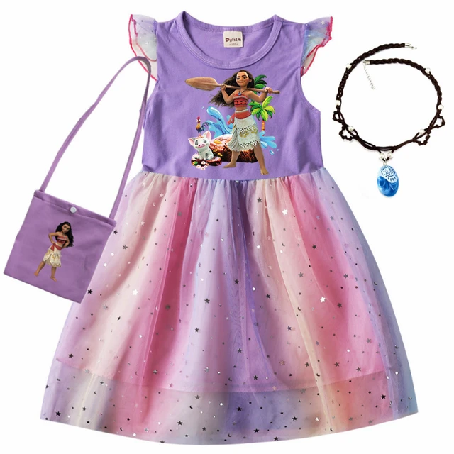 Um pedaço de verão vaiana vestido da menina do bebê infantil festa  aniversário moana princesa fofo praia do vintage vestido crianças conjunto  roupas - AliExpress